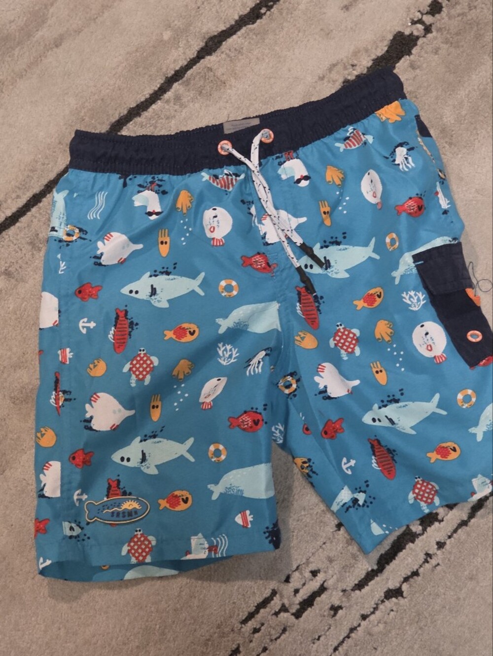 Kids Blue Ocean Print Swim Shorts Maillot 6 Ans Souris Mini